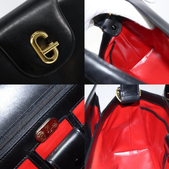 GUCCI Hand Bag Leather Black Gold 406 000 1080 Auth ep12203 - Picture 14 of 15